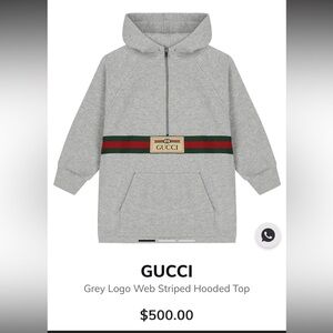 Gucci Kids Gray Hoodie and pants SET with Green and Red Stripe
